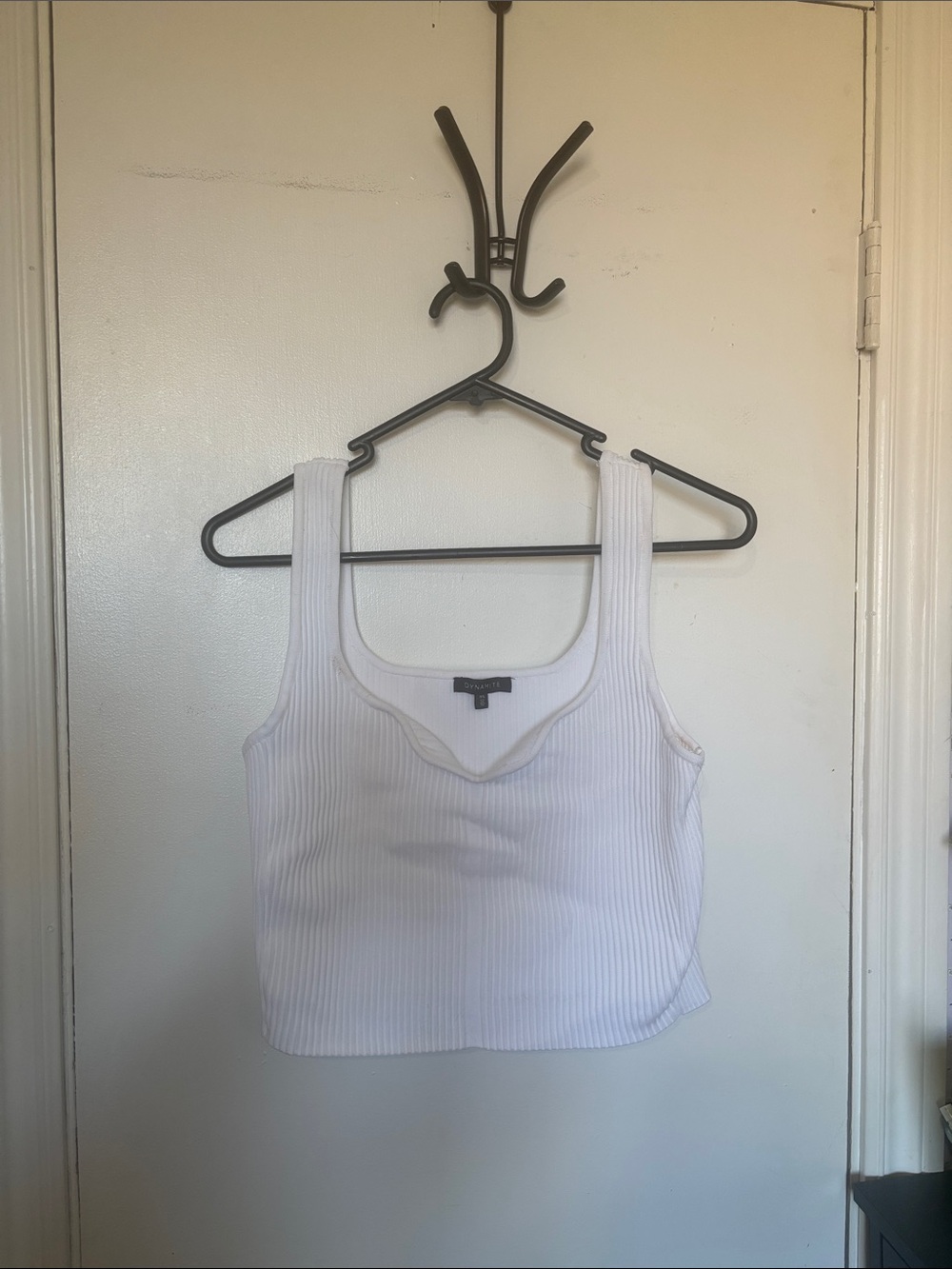 Dynamite White Ribbed Scoop Tank Top